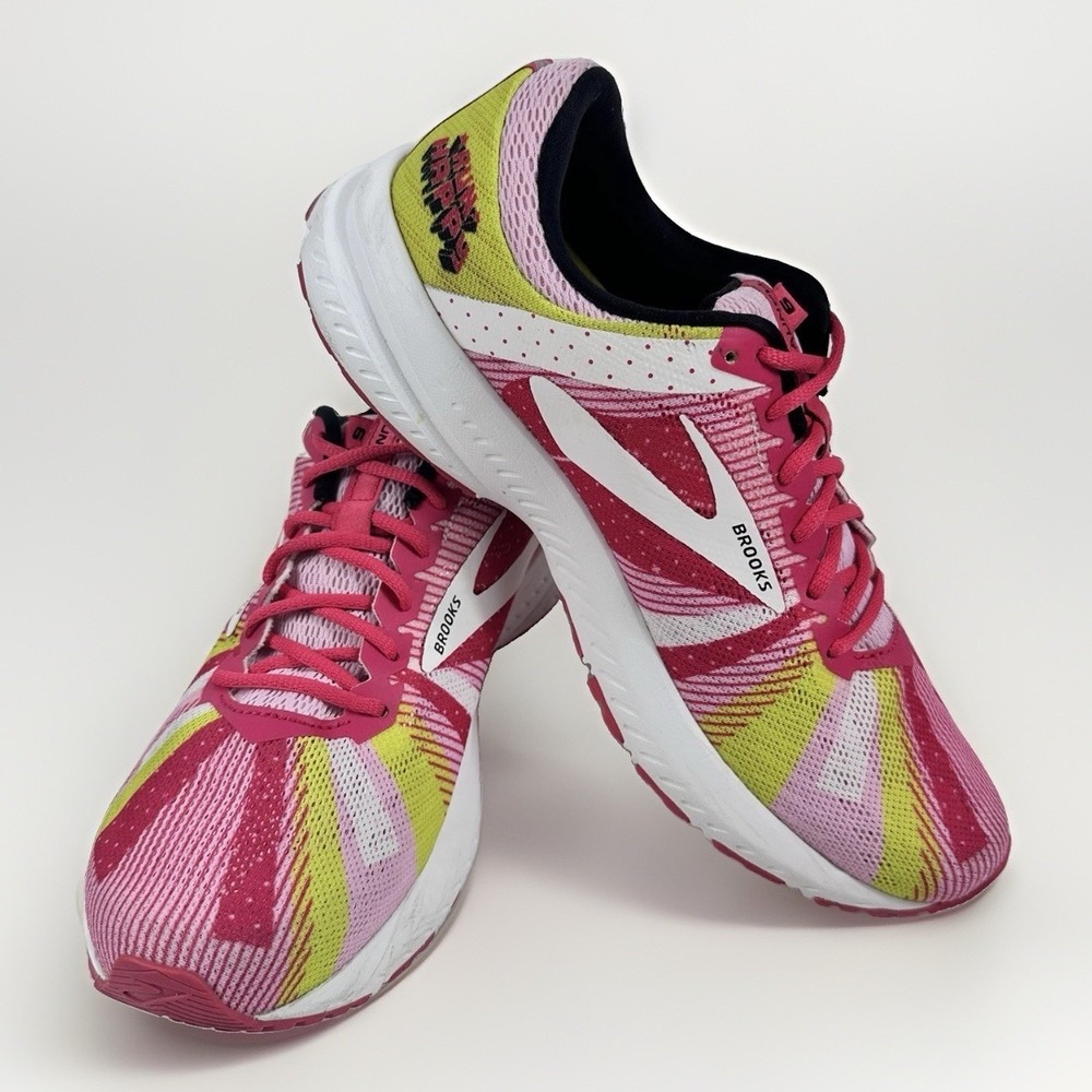 Brooks Launch 6 Run Happy Women's Running Shoes Pink Yellow White Size 8.5 B - Picture 2 of 10
